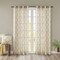 Madison Park Saratoga Basketweave Beige Ground Gold Fretwork Print Patio Window Curtain, 50x84, Silver Grommet Top